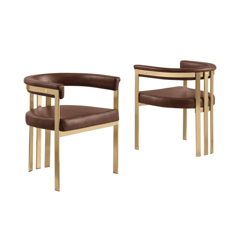 Leather-Aire Side Chairs With Gold Chrome Set of 2