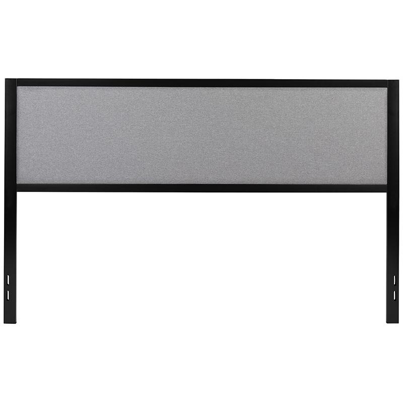 Melbourne Metal Upholstered King Size Headboard In Light Gray Fabric