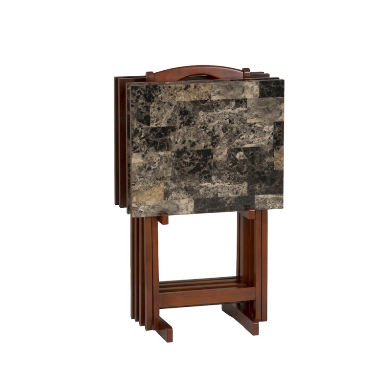 Tray Table Set Faux Marble - Brown