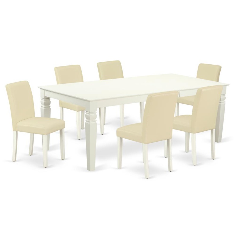 Dining Room Set Linen White, Lgab7-Lwh-64