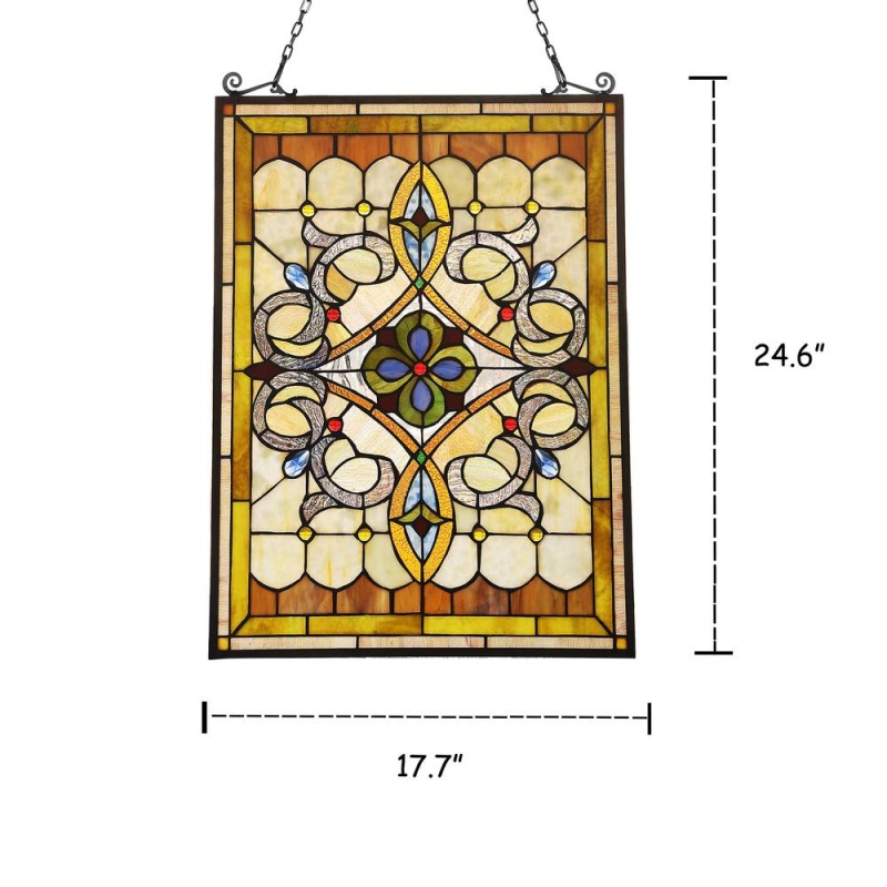 Delilah Victorian Tiffany-Glass Window Panel 24" Tall
