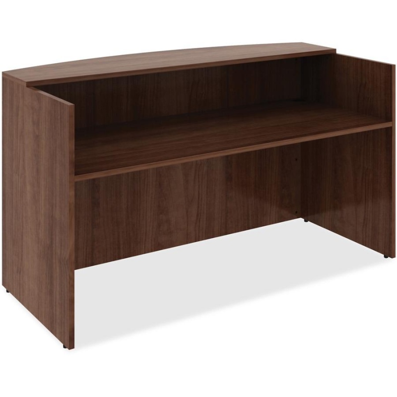 Lorell Reception Desk - 72" X 36"42.5" , 0.1" Edge - Material: Metal - Finish: Walnut, Laminate