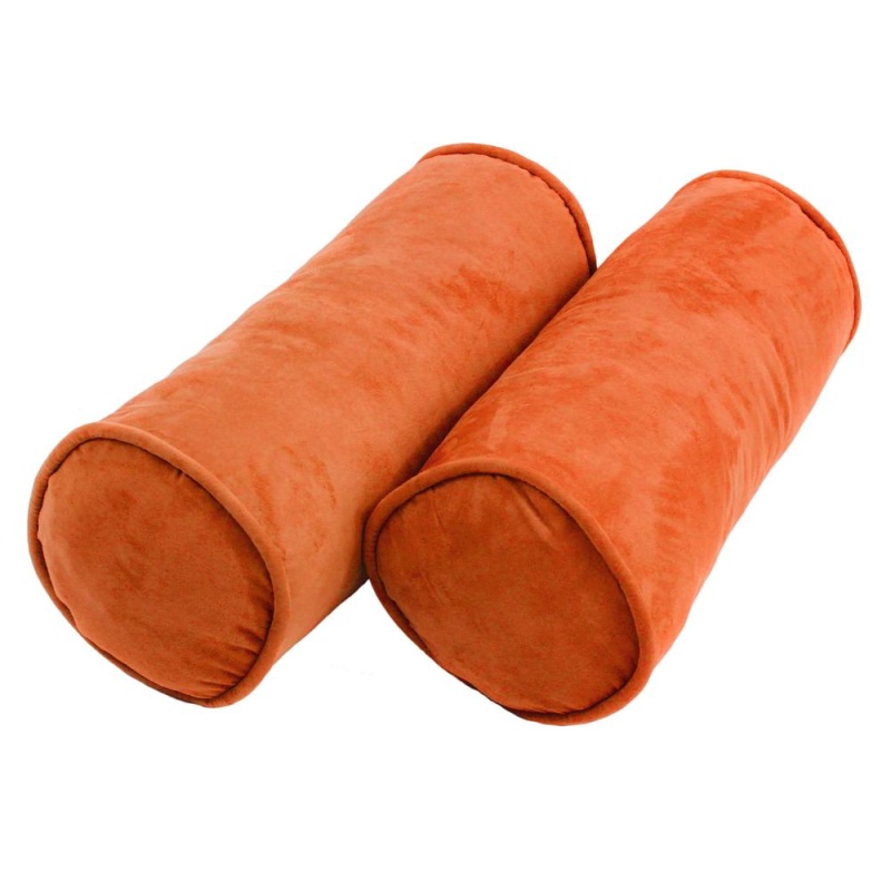 20-Inch By 8-Inch Double-Corded Solid Microsuede Bolster Pillows With Inserts (Set Of 2) 9814-Cd-S2-Ms-Td