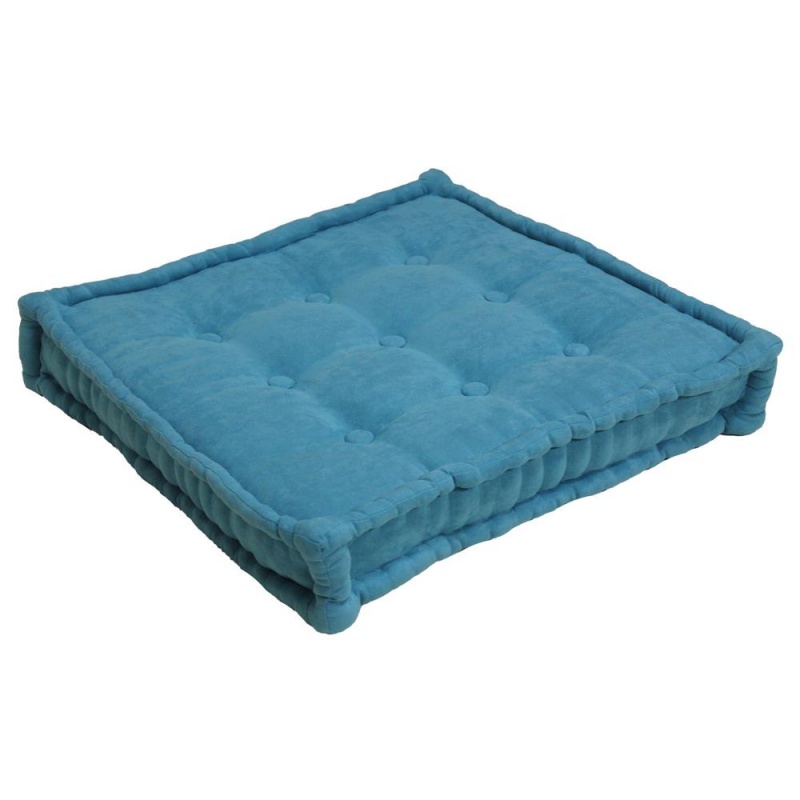 25-Inch Square Corder Floor Pillow With Button Tufts