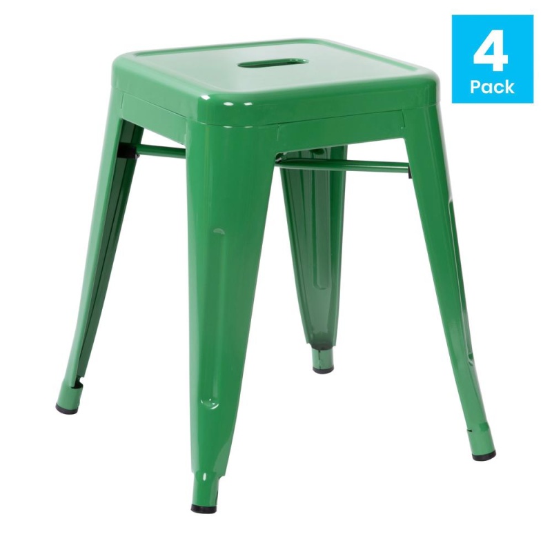 Set of 4 Space Saving 18 Inch Indoor Dining Stool