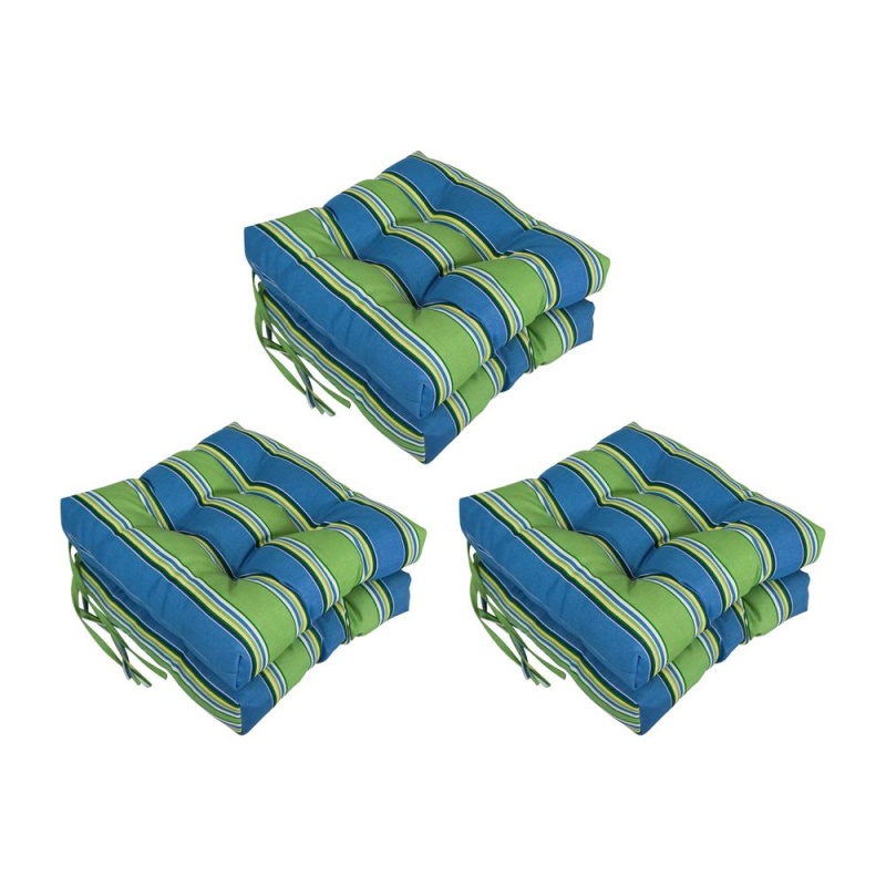 16-Inch Spun Polyester Patterned Outdoor Square Tufted Chair Cushion