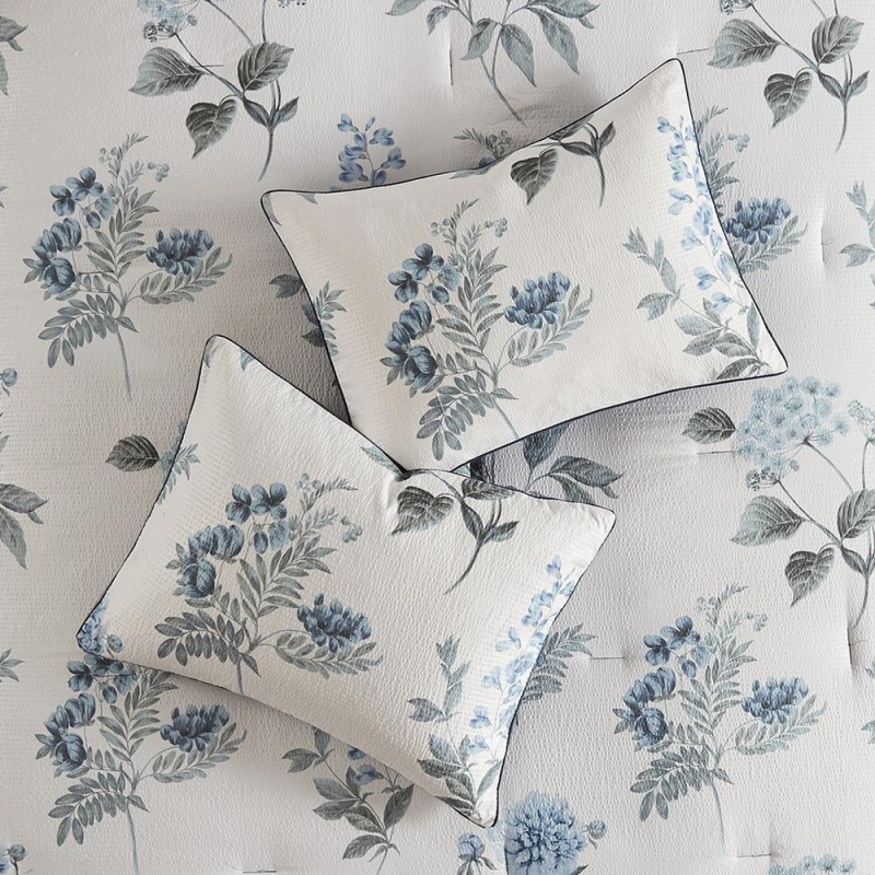 7 Piece Printed Seersucker Comforter Set With Throw Blanket