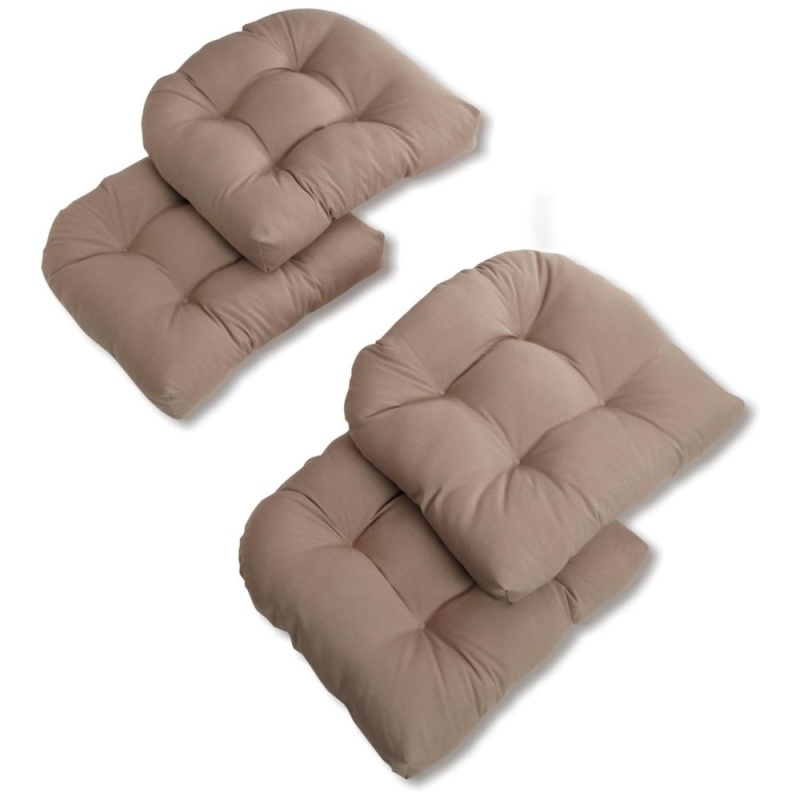 Blazing Needles 19-Inch U-Shaped Solid Twill Tufted Dining Chair Cushions, Set of 4