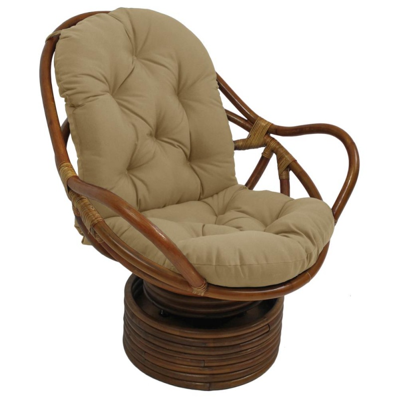 International Caravan Rattan Swivel Rocker with Outdoor Fabric Cushion ...