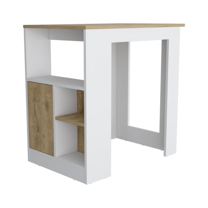Masset Kitchen Island With Side Shelves And Cabinet