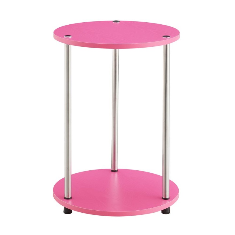 Designs2go No Tools 2 Tier Round End Table, Pink