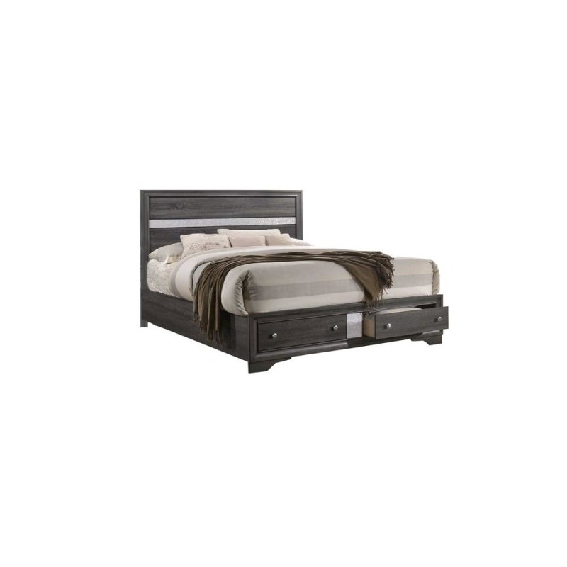 David Eastern King Panel Bed in Gray