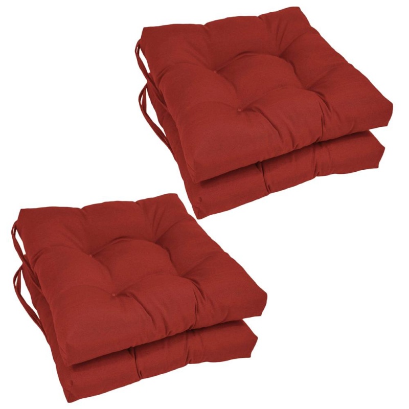 16-Inch Solid Twill Square Tufted Chair Cushions (Set Of 4)