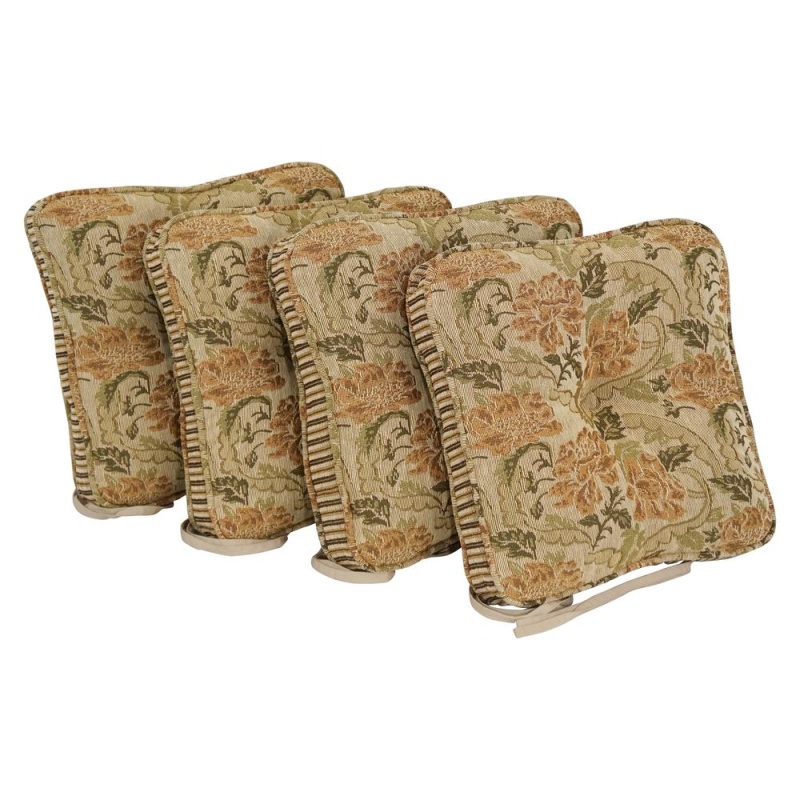 17-Inch Premium Tapestry Corded Chair Cushions (Set of 4)