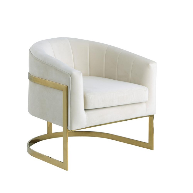 Traxmon Velvet Upholstered Accent Chair In White