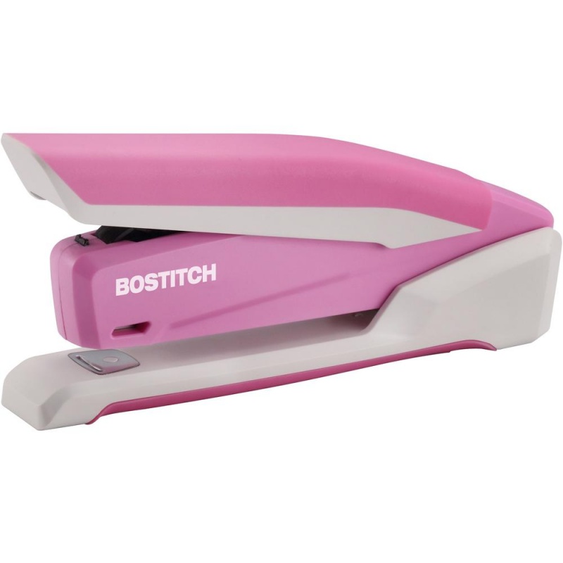 Bostitch Incourage Spring-Powered Antimicrobial Desktop Stapler - 20 Of 20Lb Paper Sheets Capacity - 210 Staple Capacity - Full Strip - 1 Each - Pink, White