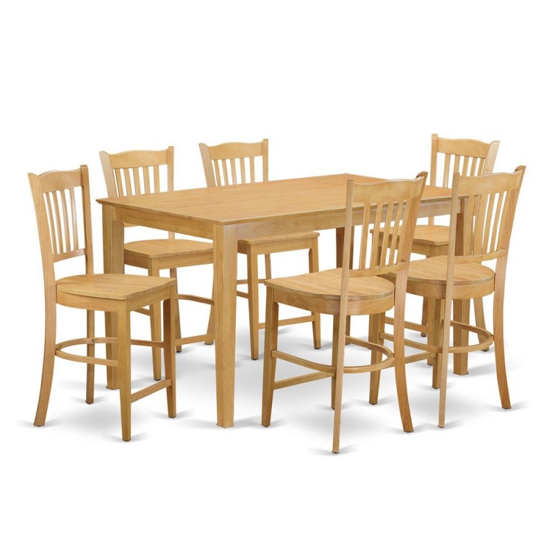 7 Pc Counter Height Pub Set - High Top Table And 6 Counter Height Dining Chair