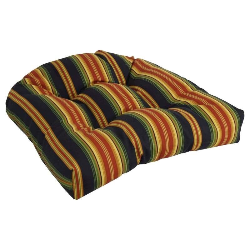19-Inch U-Shaped Patterned Spun Polyester Tufted Dining Chair Cushion