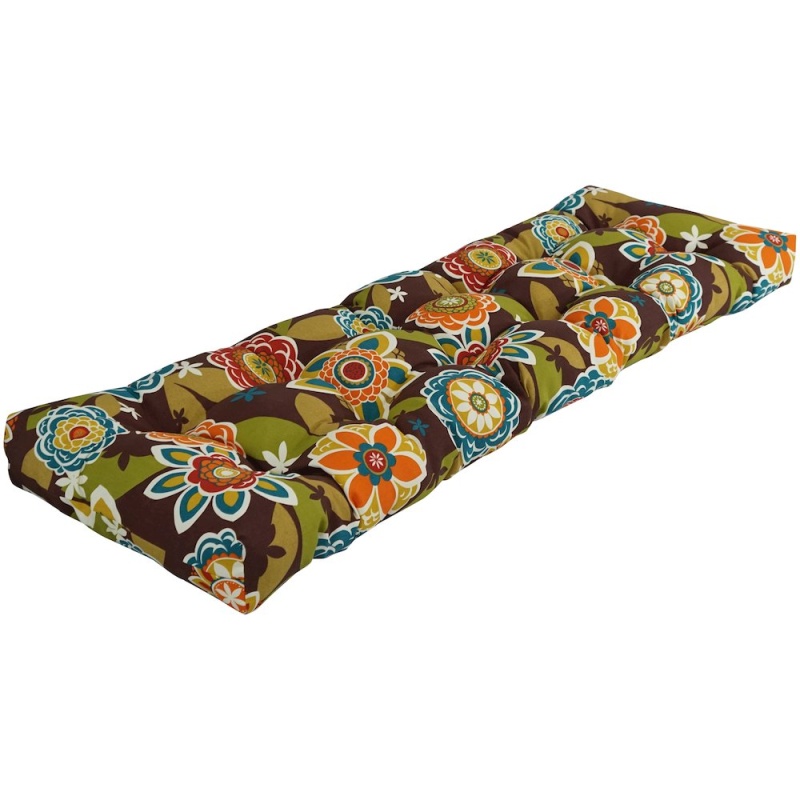 60-Inch By 19-Inch Tufted Patterned Outdoor Spun Polyester Loveseat Cushion