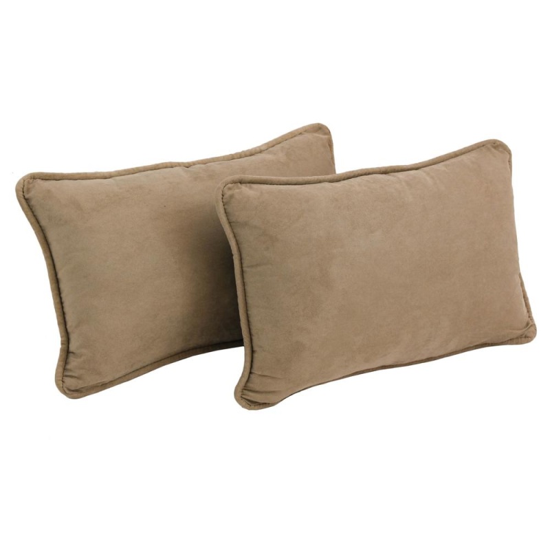 20-Inch By 12-Inch Double-Corded Solid Microsuede Back Support Pillows With Inserts (Set Of 2) 9811-Cd-S2-Ms-Jv