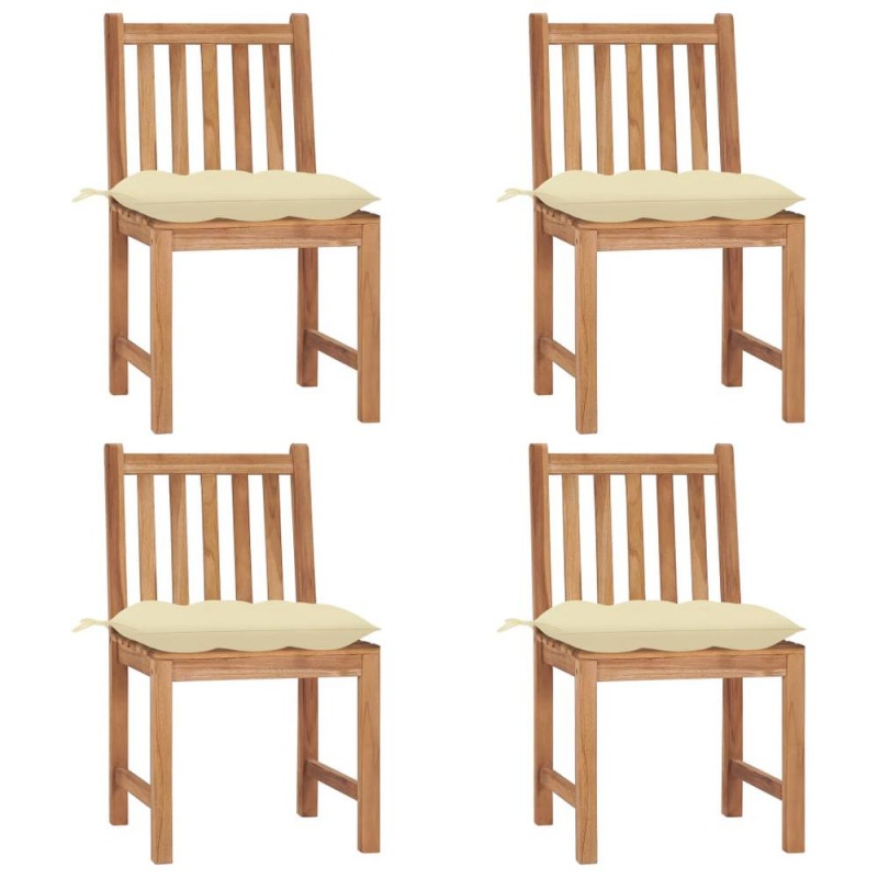 Vidaxl Garden Chairs 4 Pcs With Cushions Solid Teak Wood 3105