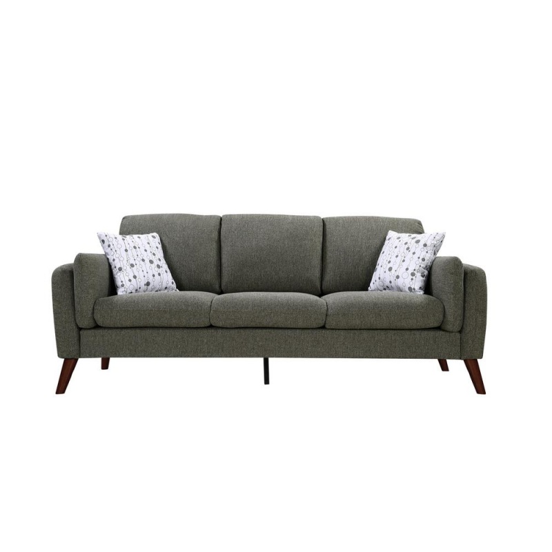 Winston Gray Linen Sofa And Loveseat Living Room Set With Usb Charger And Tablet Pocket