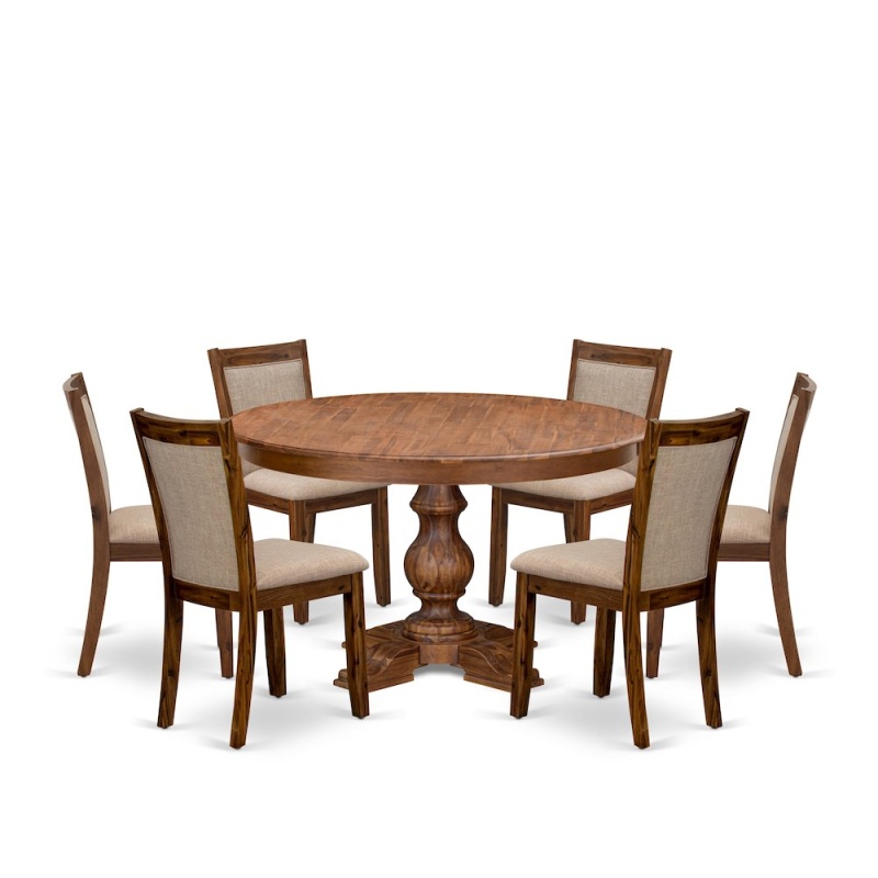 7-Pc Kitchen Table Set with 6 Light Tan Fabric Chairs