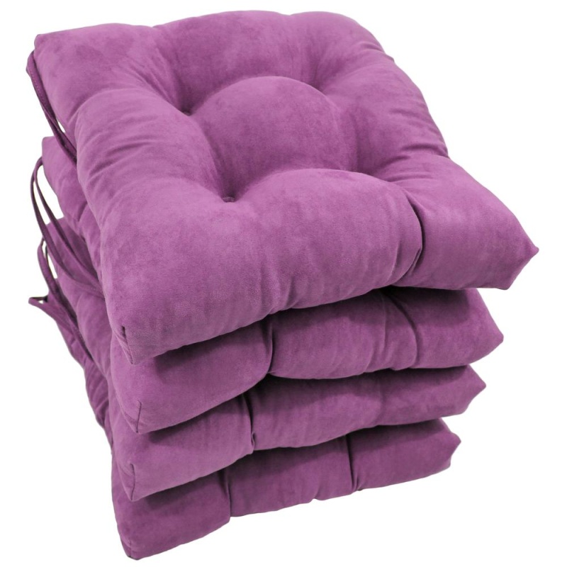 16-Inch Solid Microsuede Square Tufted Chair Cushions (Set of 4)