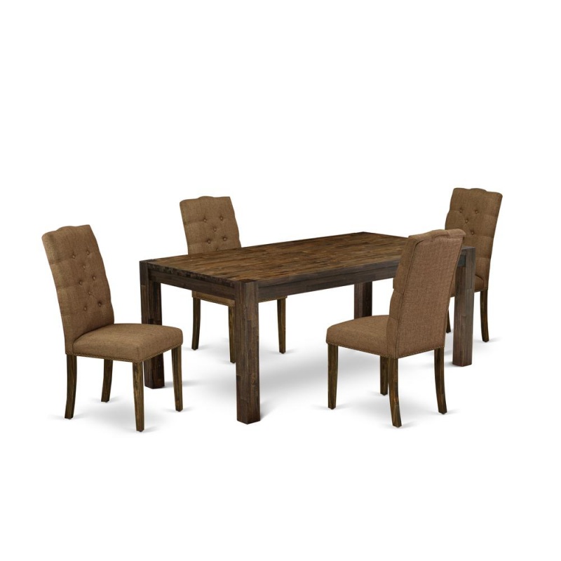 5-Piece Dining Room Table Set with Upholstered Chairs