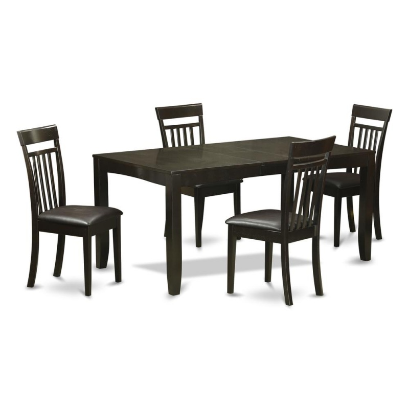 5 Pc Dining Room Set For 4-Table With Leaf And 4 Dining Chairs