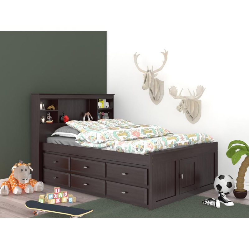 Os Home And Office Furniture Model Full Size Bookcase Bed With Twelve Drawers In Espresso