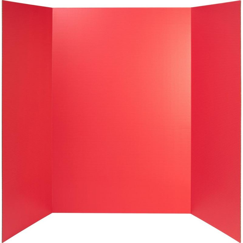 Pacon 140 Lb. Watercolor Single Wall Presentation Board - 48" Height X 36" Width - Red Surface - Tri-Fold, Corrugated, Recyclable, Single Ply - 24 / Carton