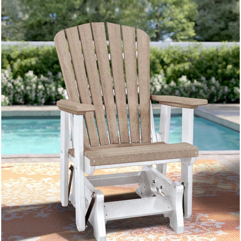 Fan Back Glider in Weatherwood with White Base