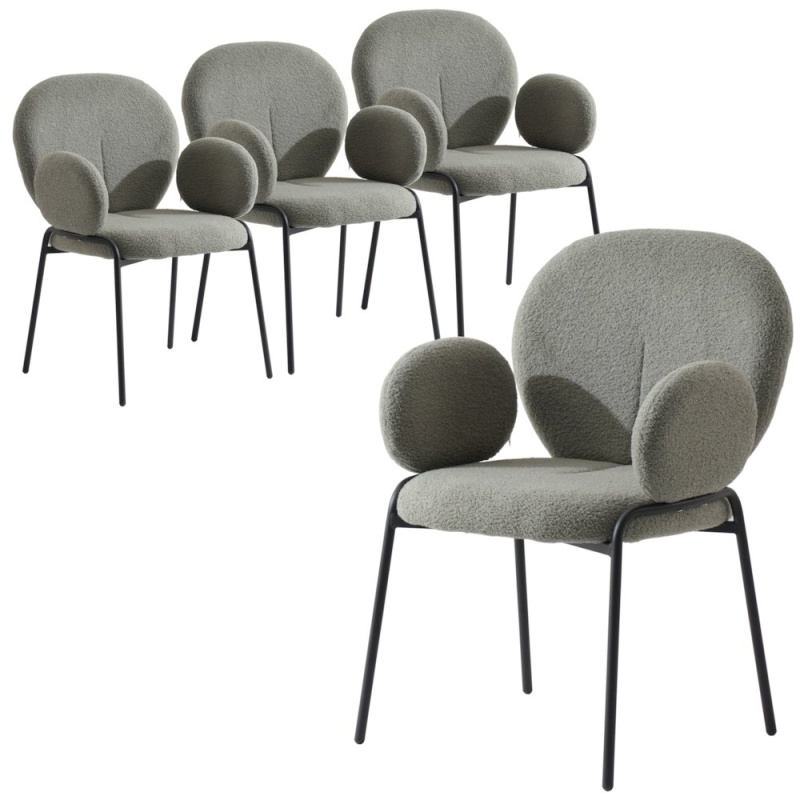 Celestial Series Boucle Dining Arm Chair Set of 4