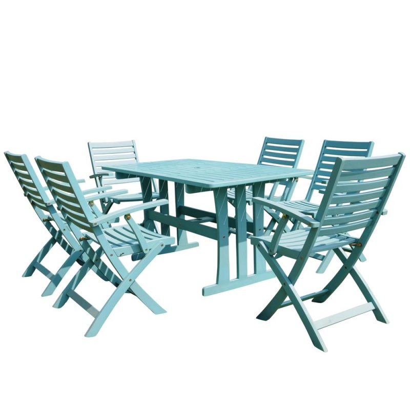 Sciacca Acacia Wood Seven Piece Dining Group