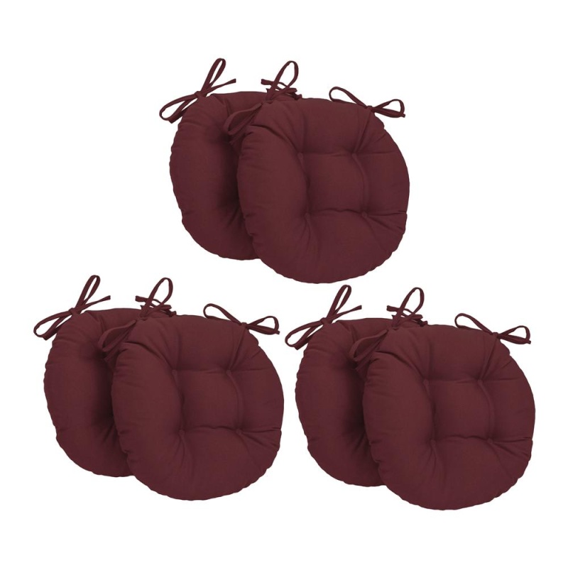 16-Inch Solid Twill Round Tufted Chair Cushions (Set Of 6) 916X16rd-T-6Ch-Tw-Bg
