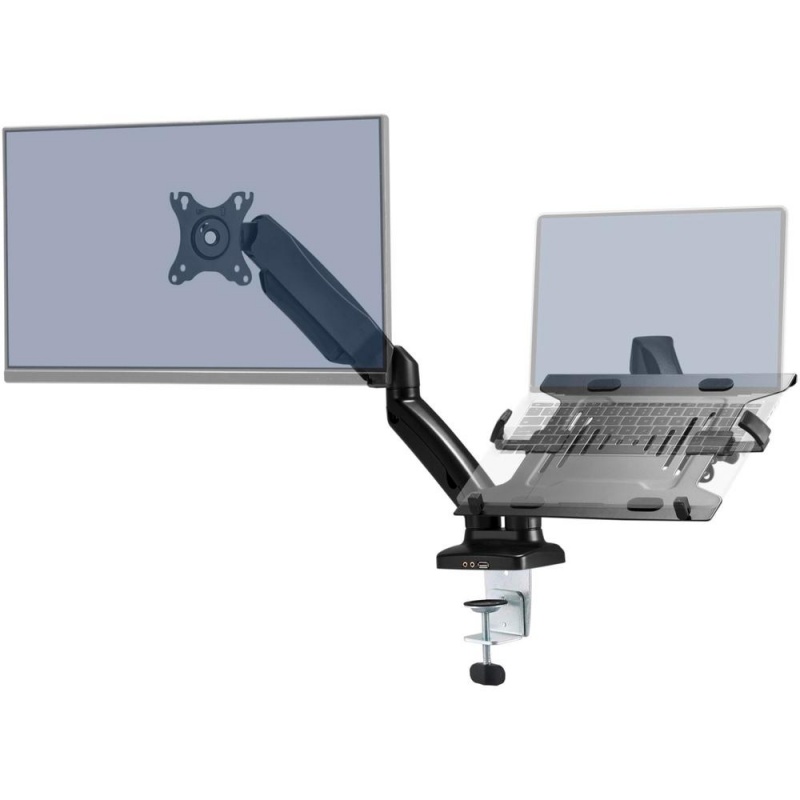 Lorell Mounting Arm For Monitor - Black - Adjustable Height - 2 Display(S) Supported - 14.30 Lb Load Capacity - 75 X 75, 100 X 100 Vesa Standard - 1 Each