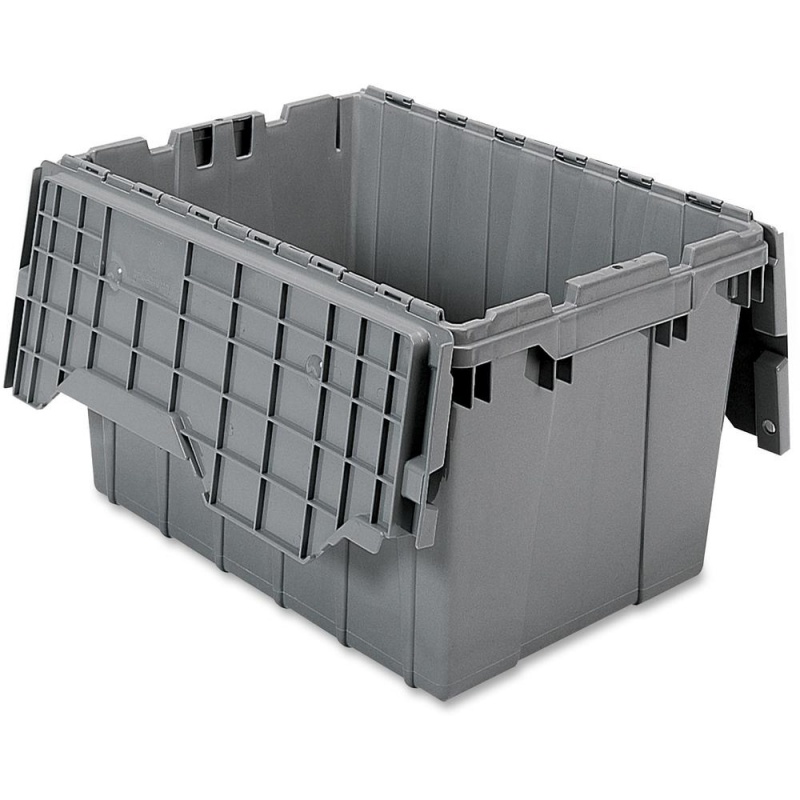 Akro-Mils Attached Lid Storage Container - Internal Dimensions: 12" Height - External Dimensions: 21.5" Length X 15" Width X 12.5" Height - 65 Lb - 12 Gal - Padlock, String/Button Tie Closure - Stacka