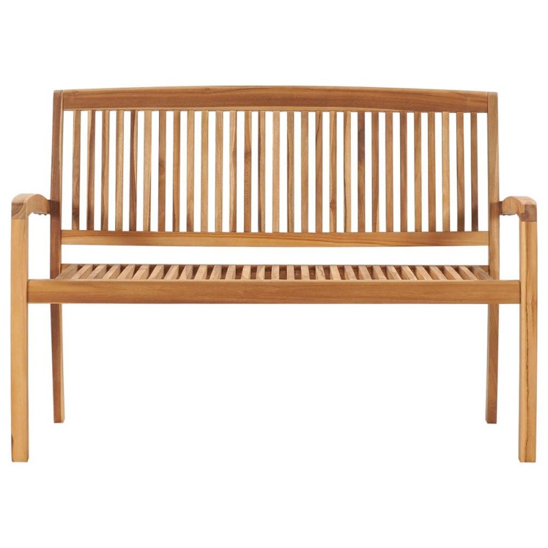 Vidaxl Stacking Garden Bench With Cushion 50.6" Solid Teak Wood 3302