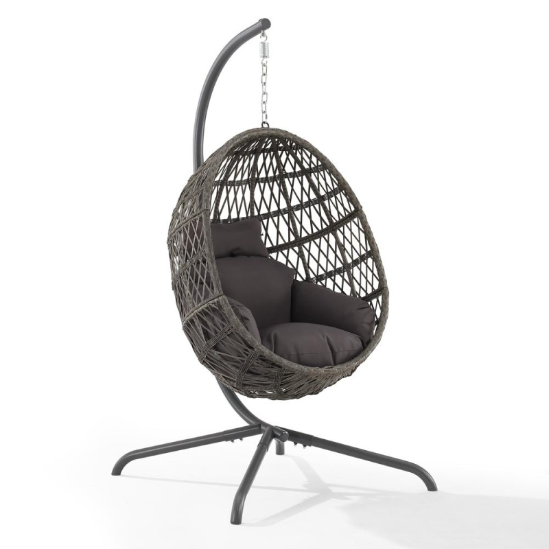 Tess Indoor/Outdoor Wicker Hanging Egg Chair Gray/Driftwood - Egg Chair