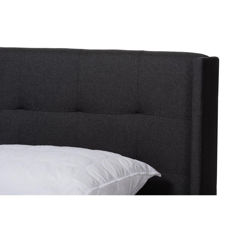 Lisette Modern And Contemporary Charcoal Grey Fabric Upholstered King Size Bed
