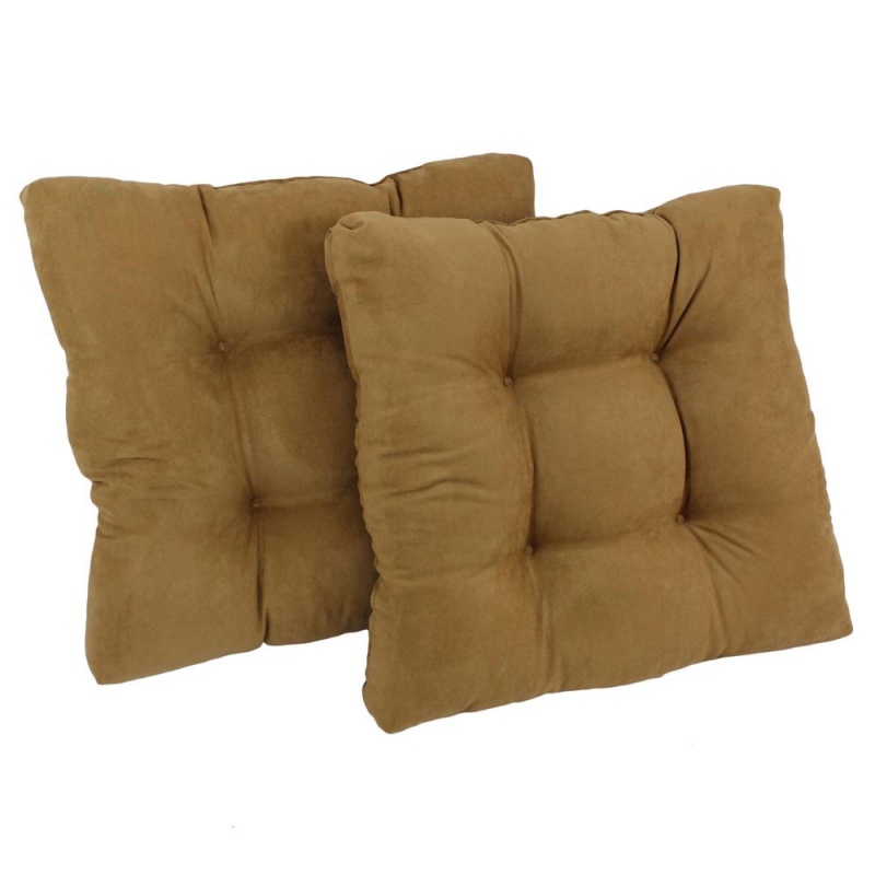 19-Inch Squared Microsuede Tufted Dining Chair Cushion (Set of Two)