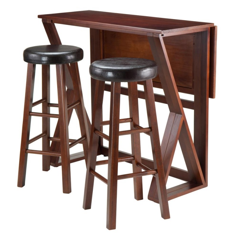 Harrington 3-Pc Drop Leaf High Table, 2-29" Cushion Round Seat Stools