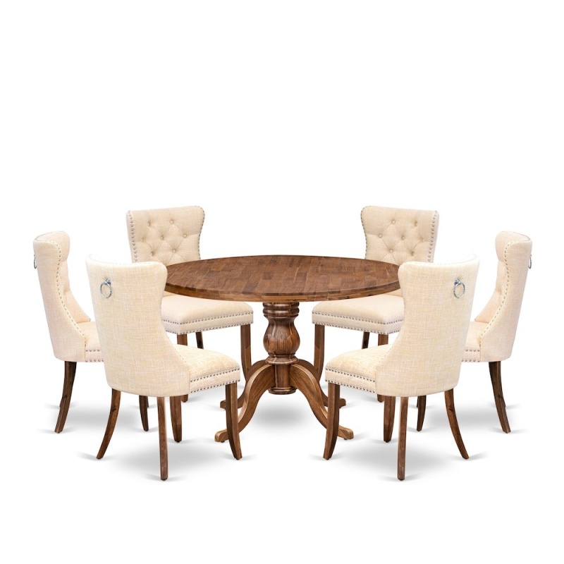 7-Piece Kitchen Table Set in Light Beige Color