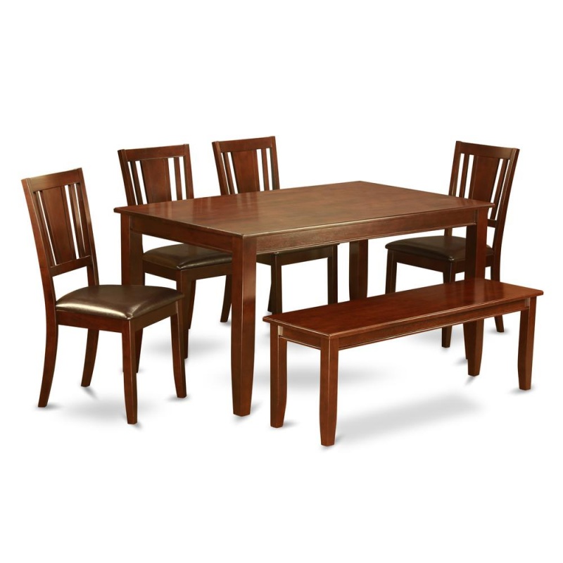 6 Pc Kitchen Table With Bench-Table And 4 Chairs For Dining Room And Bench