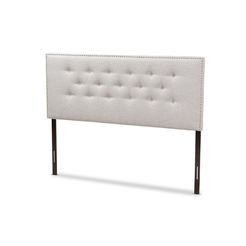 Windsor Modern And Contemporary Greyish Beige Fabric Upholstered King Size Headboard