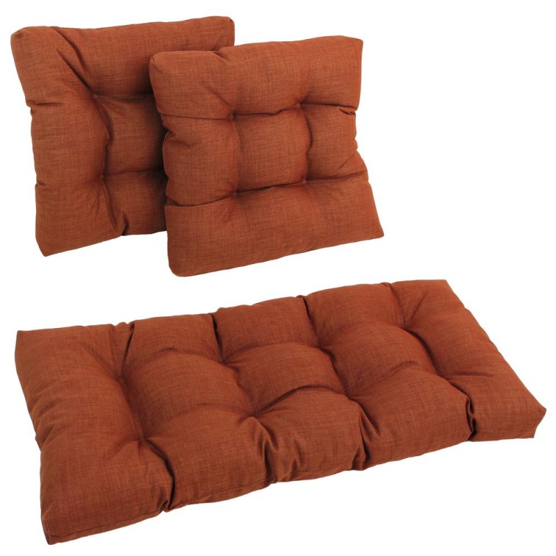 Square Spun Polyester Outdoor Tufted Settee Cushions (Set Of 3)
