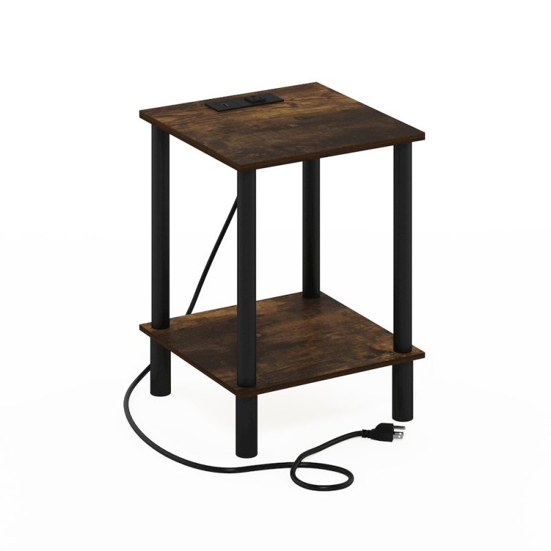 2-Tier Side Table with USB and Type-C Charging Port