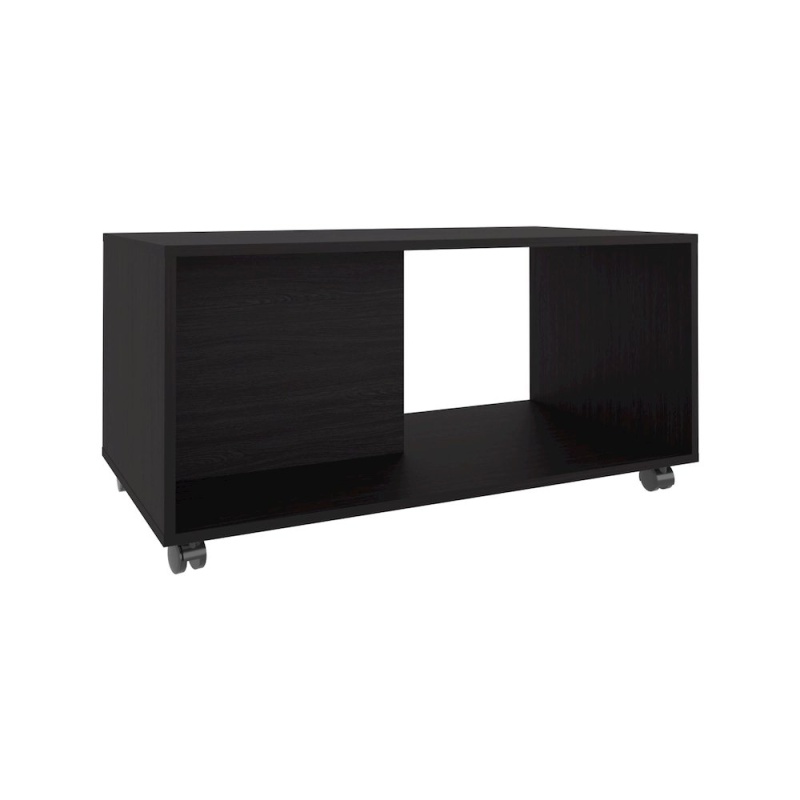 Denton Coffee Table, 4 Wheels, 1 Shelf, Black