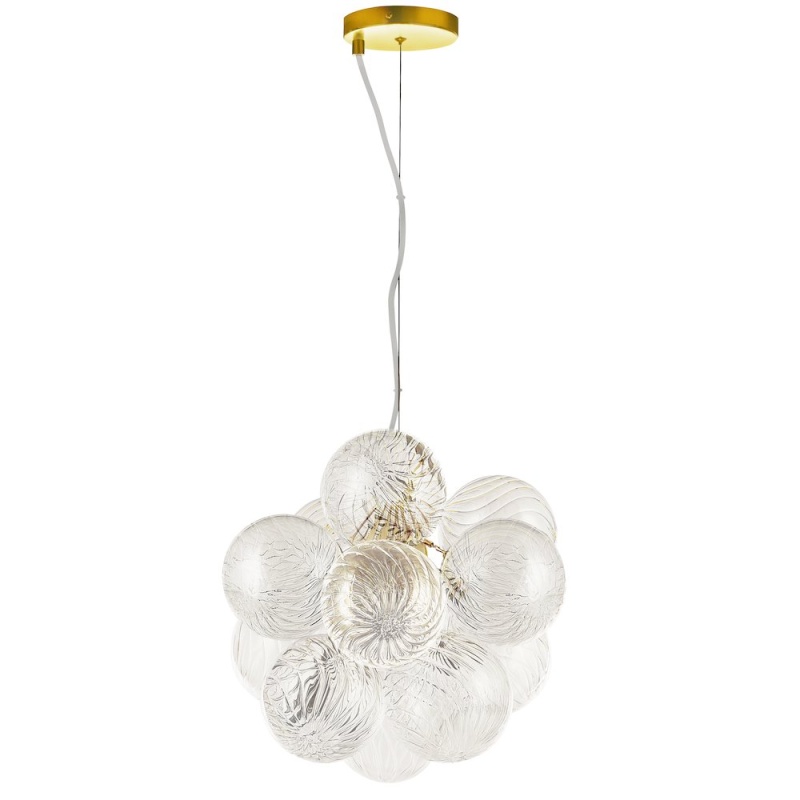 3 Light Aged Brass Pendant with Clear Spiral Glass